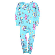 Infant & Toddler Girls Blue Zip Up Care Bears Sleeper Pajamas
