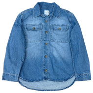 Womens Blue Denim Shacket Denim Jean Jacket Shirt
