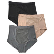 Warners Womens 3pc Tummy Smoothing Microfiber Brief Panty Set Gray