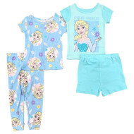 Frozen Toddler Girls Elsa Blue 4‑Piece Pajamas Pjs Sleepwear Set