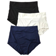 Warners Womens 3pc Microfiber Dig Free Comfort Waist Brief Panty Set Blue