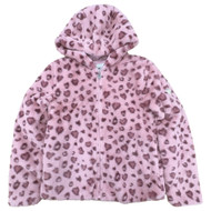 Jessica Simpson Girls Pink Leopard Print Faux Fur Coat Jacket XL 14/16
