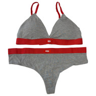Parade Womens Gray Knit Bra & Thong Panty Set