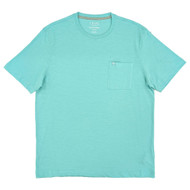 Chaps Mens Pool Blue Short Sleeve Slub Pocket Tee Shirt