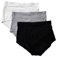 Warners Womens 3pc Breathable Microfiber Brief Panty Set White Gray Black