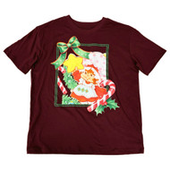 Womens Burgundy Strawberry Shortcake Christmas Tee Shirt T-Shirt