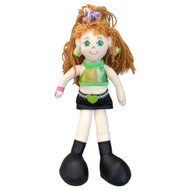 Rag Chicks Plush Cloth Light-Up 14" Rag Doll, Brown Hair & Green Top, Annice