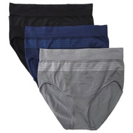 Warners Womens 3pc Seamless Stretch Comfort Waist Brief Panty Set Gray