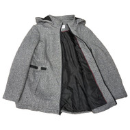 Liz Claiborne Womens Gray Tweed Hooded Fleece Jacket Mid-Weight Coat X-Large