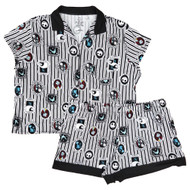 Womens Nightmare Before Christmas Pajamas Halloween Stripe Shorts & Top