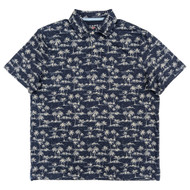 Chaps Mens Navy Blue Tropical Island Short Sleeve Performance Polo Shirt