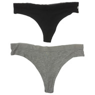 Jessica Simpson Womens 2 Pack Soft Thong Underwear Set Black & Gray