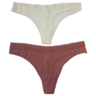 Jessica Simpson Womens 2 Pack Soft Thong Underwear Set Pink & Cream