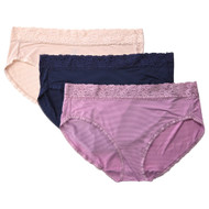 Vanity Fair Radiant Womens 3pc Light & Luxe Stripe Briefs Underwear Panty