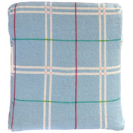 Blue Window Pane Plaid Flannel Sheet Set, Brushed Cotton Queen Bed Sheets