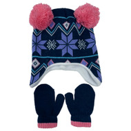 Infant & Toddler Girls Blue Snowflake Hat & Mittens Trapper Set