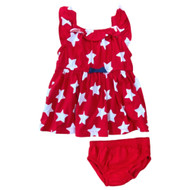 Carters Infant Girls Patriotic Baby Outfit Red Stars Dress 0-3 Mo