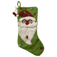 Green Jingle Bell Santa Claus Holiday Christmas Stocking