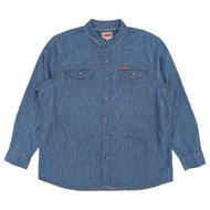 Wrangler Mens Blue Long Sleeve Relaxed Fit Stretch Denim Shirt