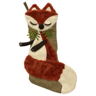 Brown Plaid Fox Themed Holiday Christmas Stocking