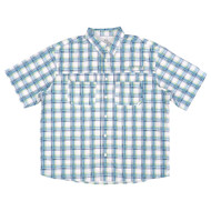 Realtree Mens Blue Green Plaid Short Sleeve Fishing Guide Shirt