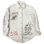 Disney Womens Gray Mickey Mouse Shacket Gray Fleece Jacket XS