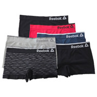 Reebok Womens Black, Gray, Navy & Red 6-Pack Boy Shorts Panties Underwear