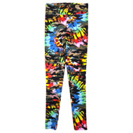 Junior Womens Black With A Bright Tie Dye Camo Print Leggings Small 3-5