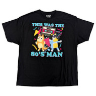 Bluey Mens Black Short Sleeve 80's Man Graphic Tee Shirt