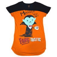 Womens Orange & Black Mornings Are Not Fangtastic Sleepshirt & Night Shirt