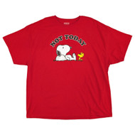 Peanuts Mens Red Snoopy & Woodstock Not Today Graphic Tee Shirt 3XL