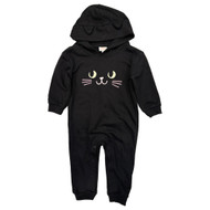 Infant Girls Black Kitty Cat Halloween Long Sleeve Romper Coverall