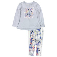 Adidas Toddler Girls Blue Shirt & Tie Dye Leggings Outfit 2PC Athletic Set