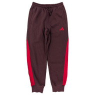 Adidas Mens Burgundy & Red Cuffed Regular Fit Fleece Sweatpant