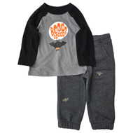 Infant & Toddler Boys Gray Boo Bat Halloween Outfit Shirt & Pants Set