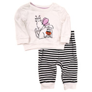 Infant Girls Halloween Cat Sweatshirt & Striped Leggings 2 Pc Outfit