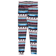 Junior Womens Blue, Red & White Let's Ski Snow Bunny Peace Leggings