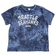 Womens Tie Dye Blue Seattle Seahawks Short Sleeve Tee Shirt T-Shirt Large
