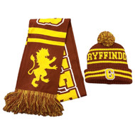 Womens Burgundy Knit Harry Potter Scarf & Beanie Stocking Cap Hat Set