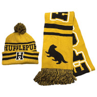 Womens Yellow Knit Harry Potter Scarf & Beanie Stocking Cap Hat Set