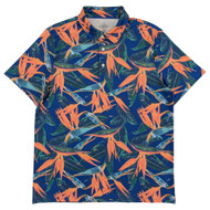 St. Johns Bay Mens Blue Birds of Paradise Print Performance Polo Shirt
