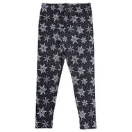 Junior Womens Black & White Snowflakes Holiday Leggings Stretch Pants