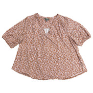 Womens Plus Size Short Sleeved Orange Floral Top Blouse Shirt