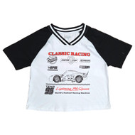 Disney Cars Womens White Lightning McQueen V-Neck T-Shirt Tee Shirt