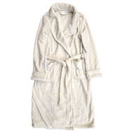Womens Plush Beige Slight Chevron Print Bathrobe House Coat Bath Robe
