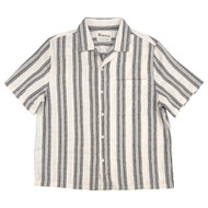 No Boundaries Mens Ivory Gray Stripe Short Sleeve Textured Shirt