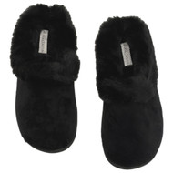 Dearfoams Womens Plush Black Velour Clogs Slippers