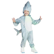 Toddler Boys Plush Gray & White Shark Pup Hooded Jumpsuit Costume 2T-3T