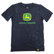Boys Navy Worn Look John Deere Short Sleeve T-Shirt Tee Shirt