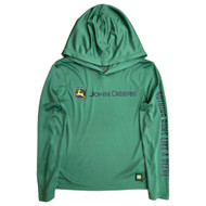 Boys John Deere Green Quick Drying Hooded Long Sleeved T-Shirt Hoodie